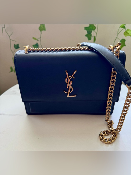 Saint Laurent Handbags - Saint Laurent Black Leather Shoulder Bag with Gold Hardware